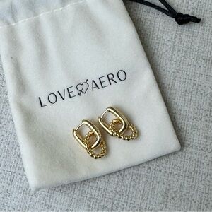 Love Aero Gold Plated Twisted Oval Drop Pierced Earrings
